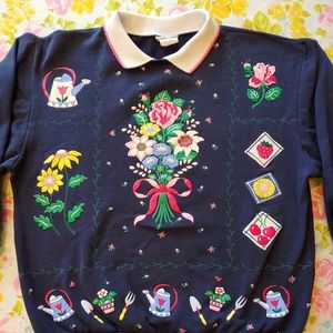 Adorable Vintage Cottage Core Grandma Garden theme Sweatshirt.